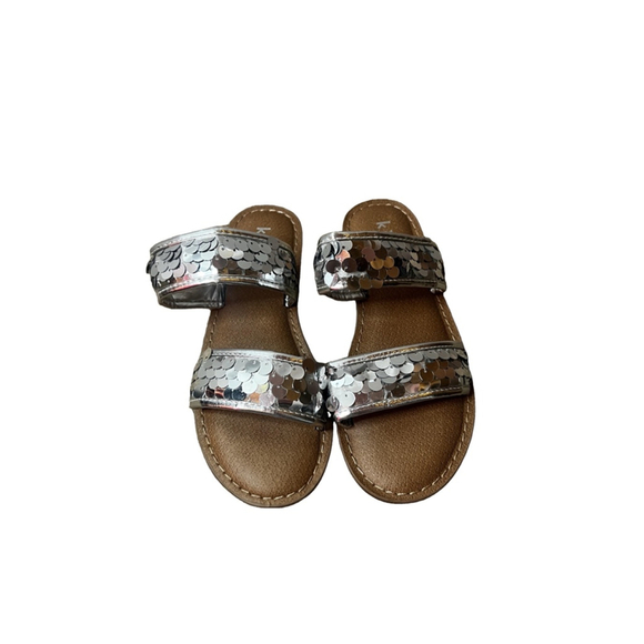 Girls Kidpik Sandals Size 2 Silver Sequin Slides - Picture 1 of 10